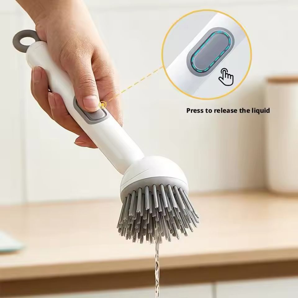 Kitchen Cleaning Adjustable Handle Brush With Soap