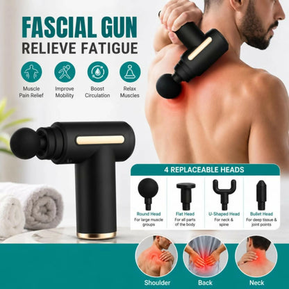 4-in-1 Gun Massager With 5 Speed Modes | Rechargeable Gun Massager Machine For Foot and Neck Massage | Gun Massager Machine